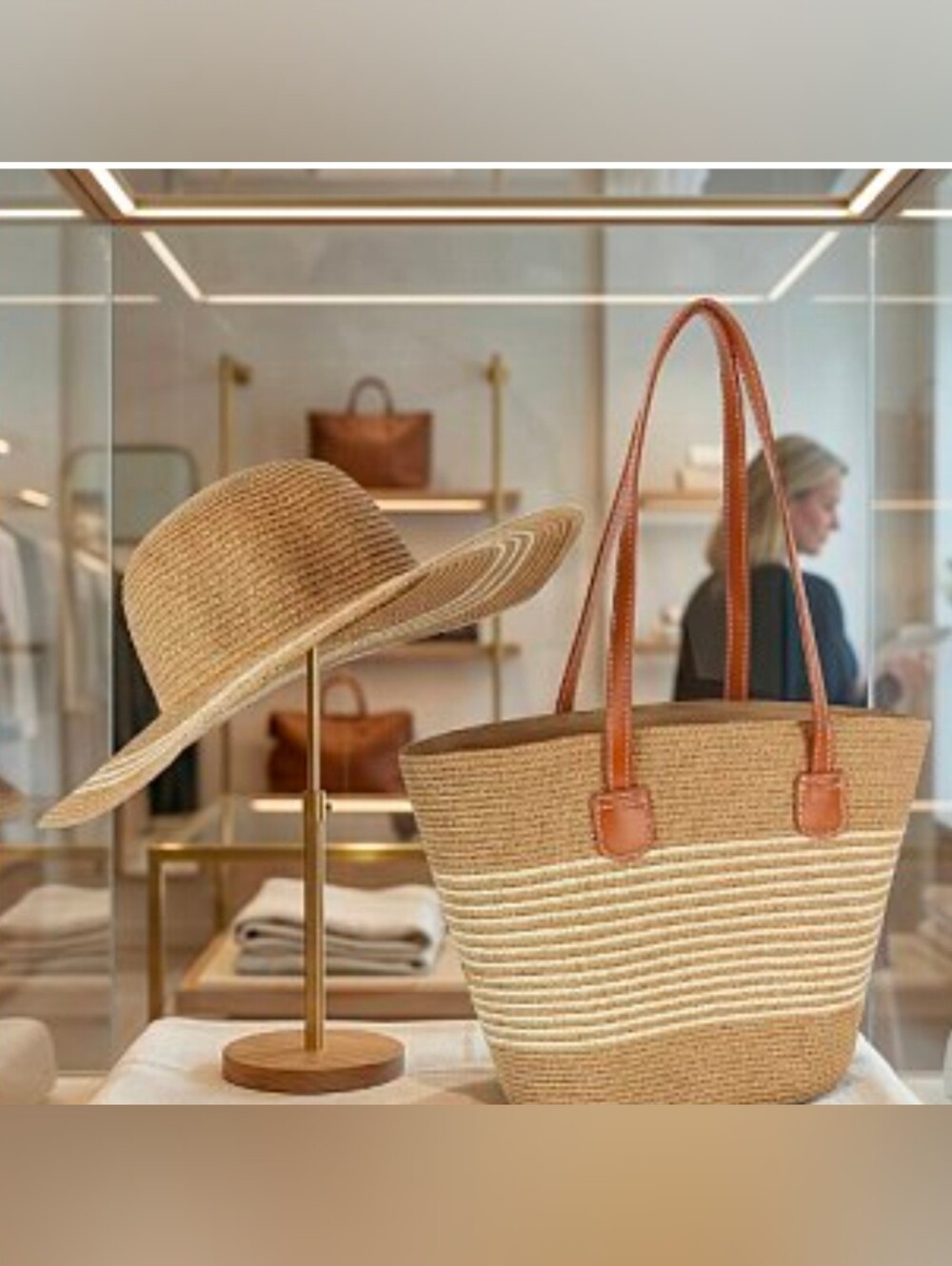 New‼️🌞 Sun Straw Sun Hat and Woven Tote Set - Natural & Tan 😎